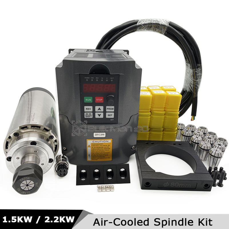 Kit de Husillo CNC Refrigerado - Air Cooled 1.5Kw Spindle Motor Inverter 110V reseña y precio